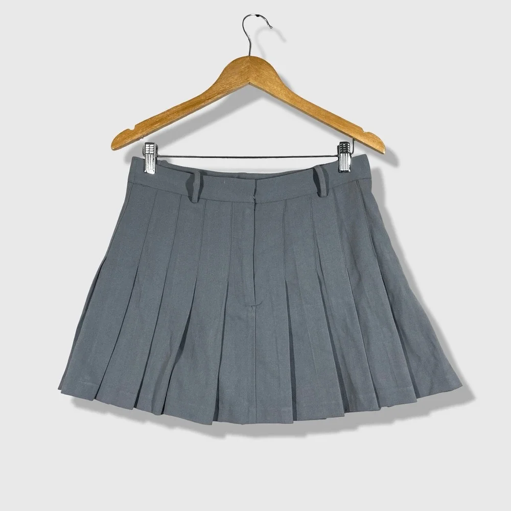 Jason Wu Edit Pleated Mini Skirt Womens Medium Gray Preppy Schoolgirl Academia